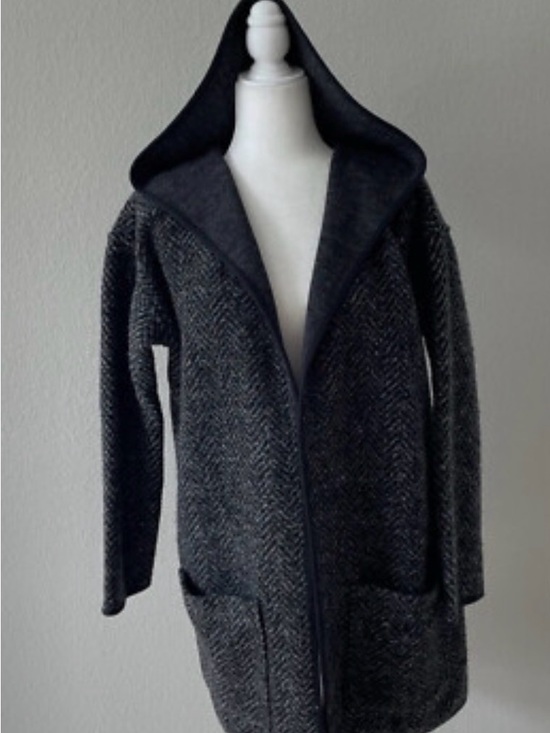 Marine Layer Sweaters - Marine Layer Hooded Open-Front Cardigan Jacket in Charcoal Gray